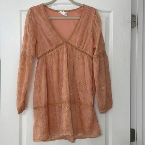 Long Sleeve Peach Boho Dress